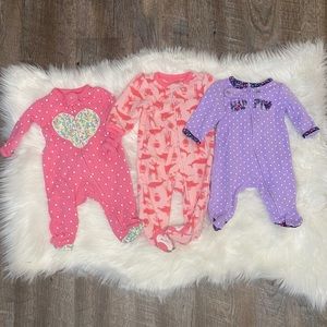 Carter’s Baby Girl Footie Pajamas, Set of 3